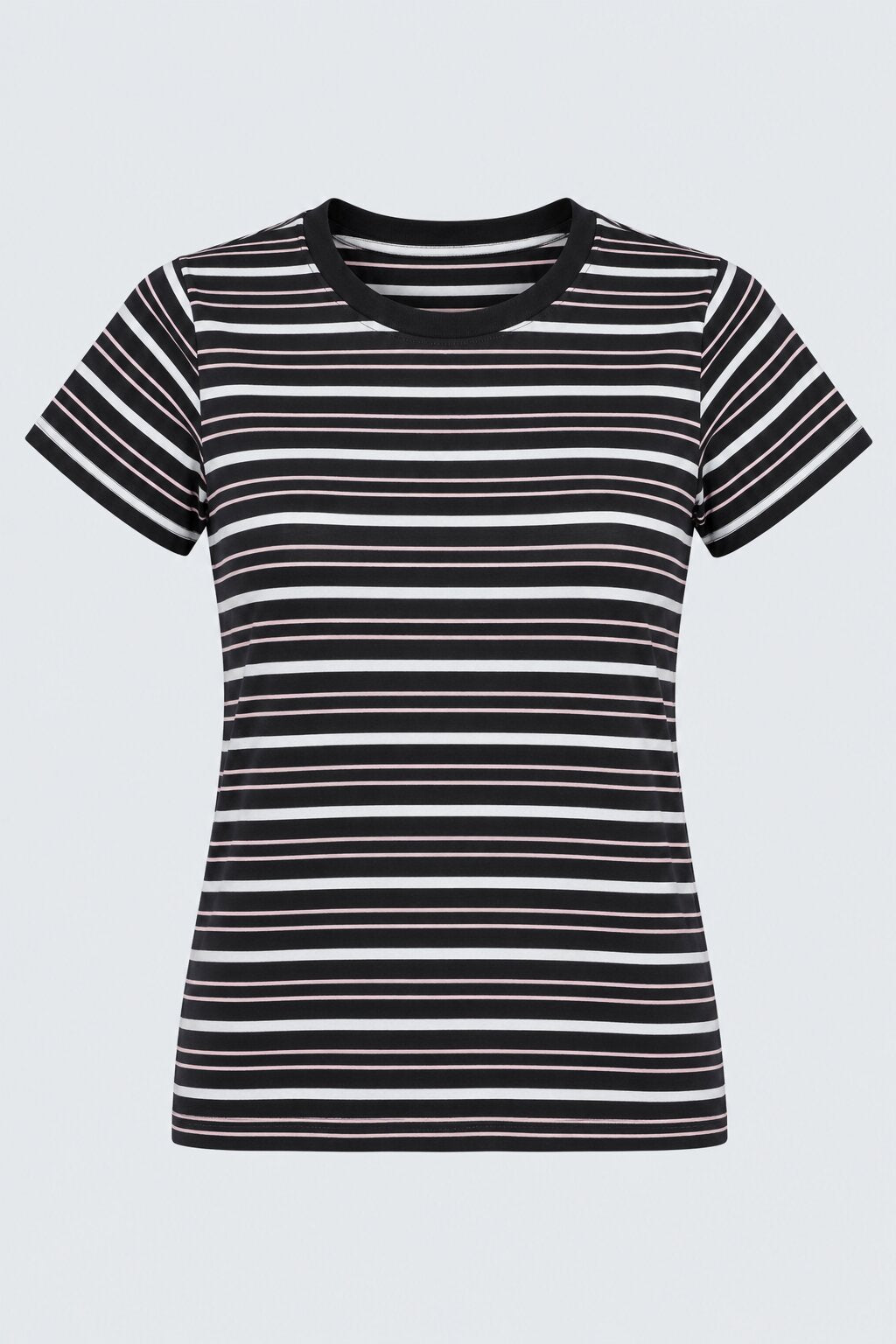 Womens Black Striped Regular Fit T-Shirt - Image 6