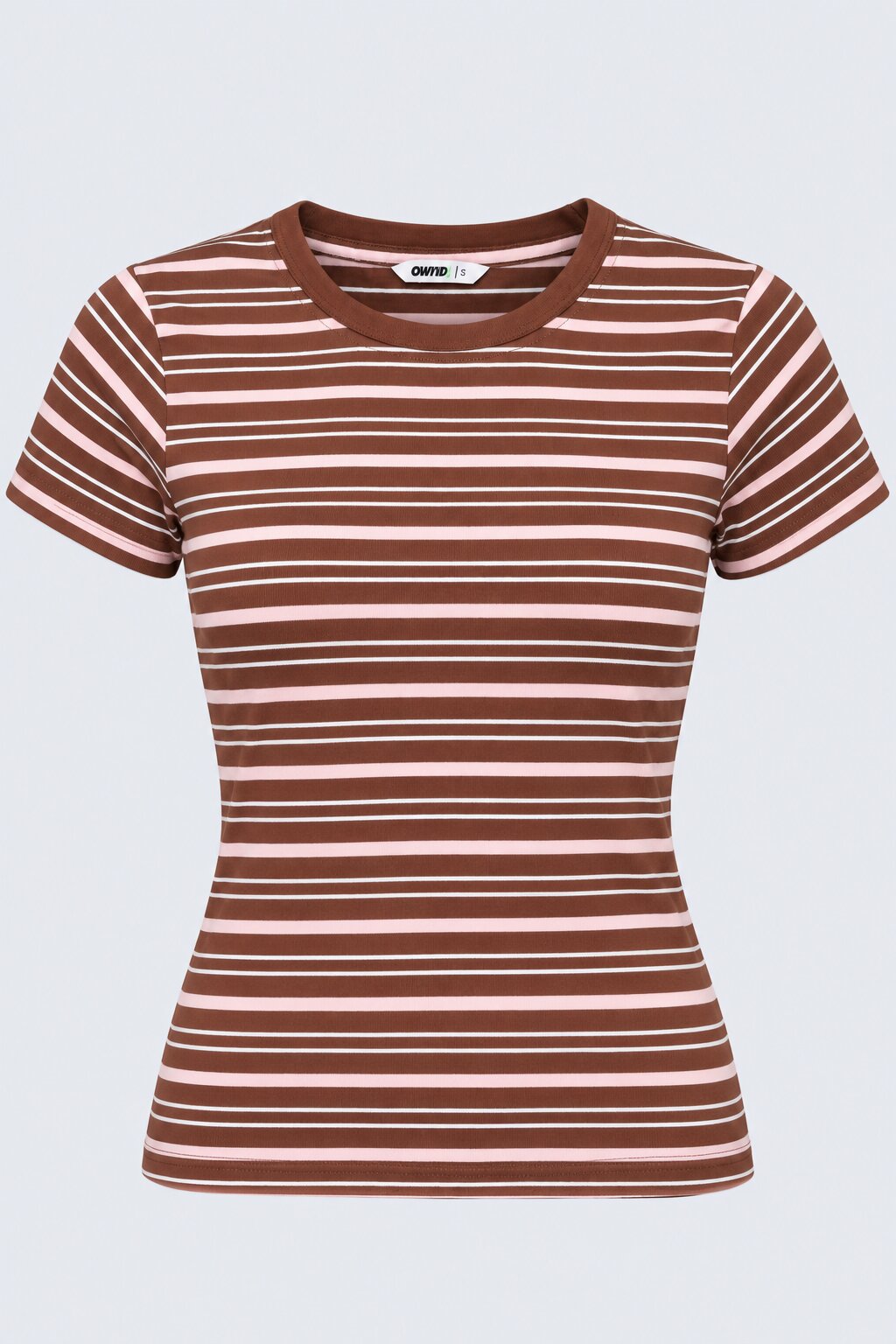 Womens Brown Striped Regular Fit T-Shirt - Image 7