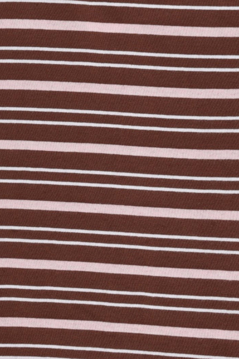 Womens Brown Striped Regular Fit T-Shirt - Image 8