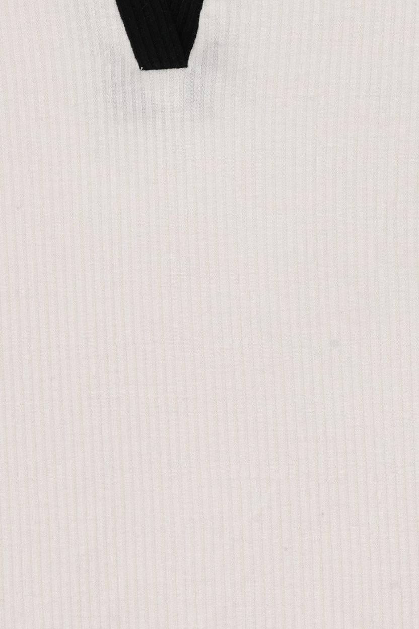 Womens White Contrast Collar Ribbed Crop Top - Image 8