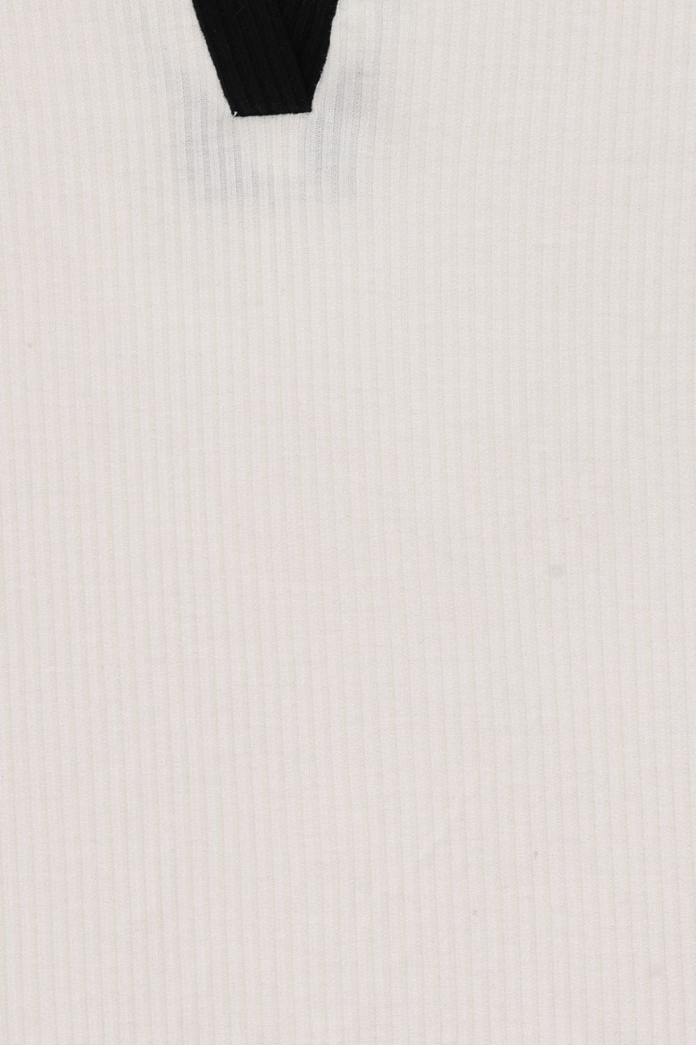 Womens White Contrast Collar Ribbed Crop Top - Image 8