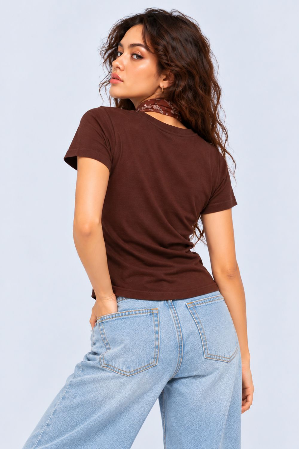 Womens Brown Seoul Slogan Print T-Shirt - Image 5