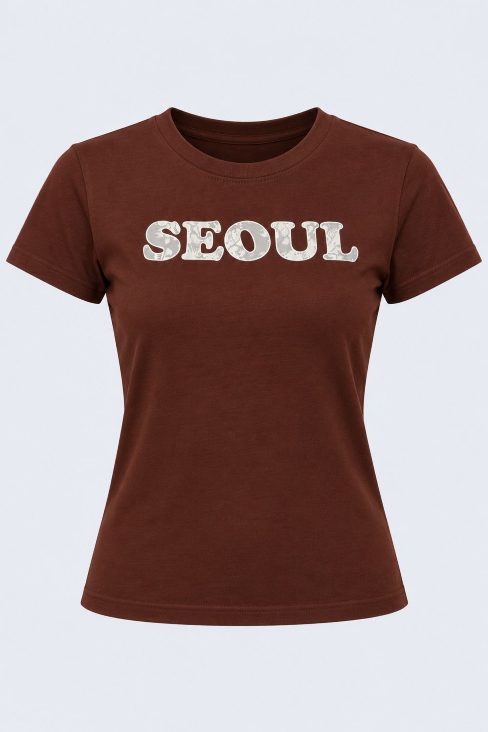 Womens Brown Seoul Slogan Print T-Shirt - Image 7