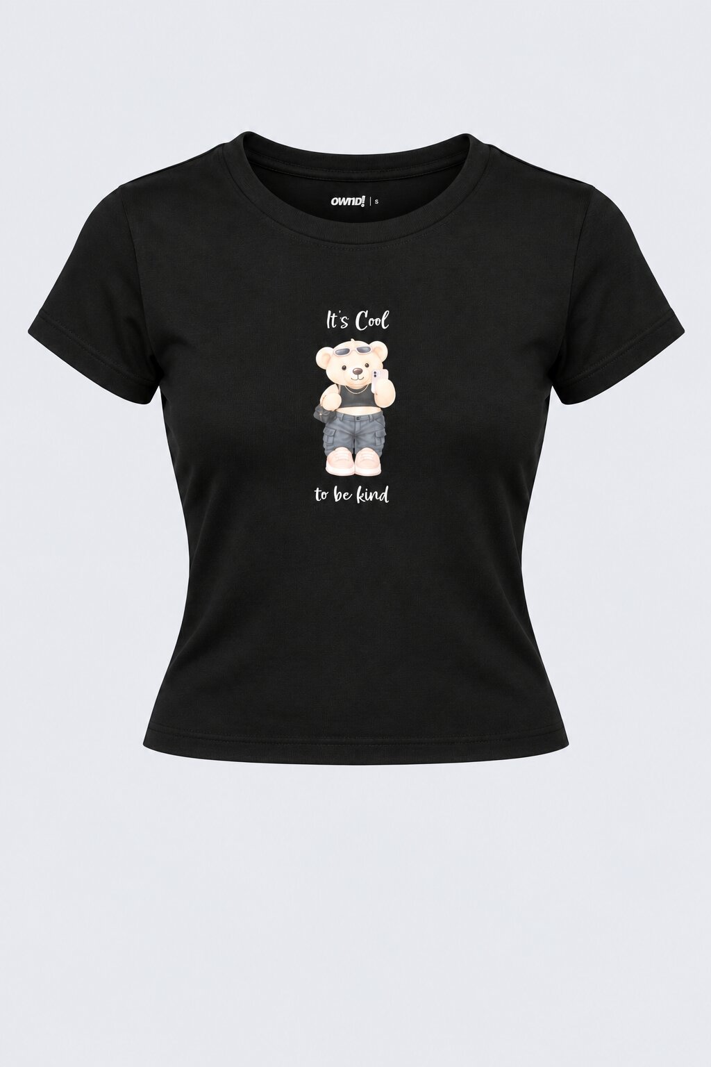 Womens Black Teddy Bear Graphic Print Top - Image 7
