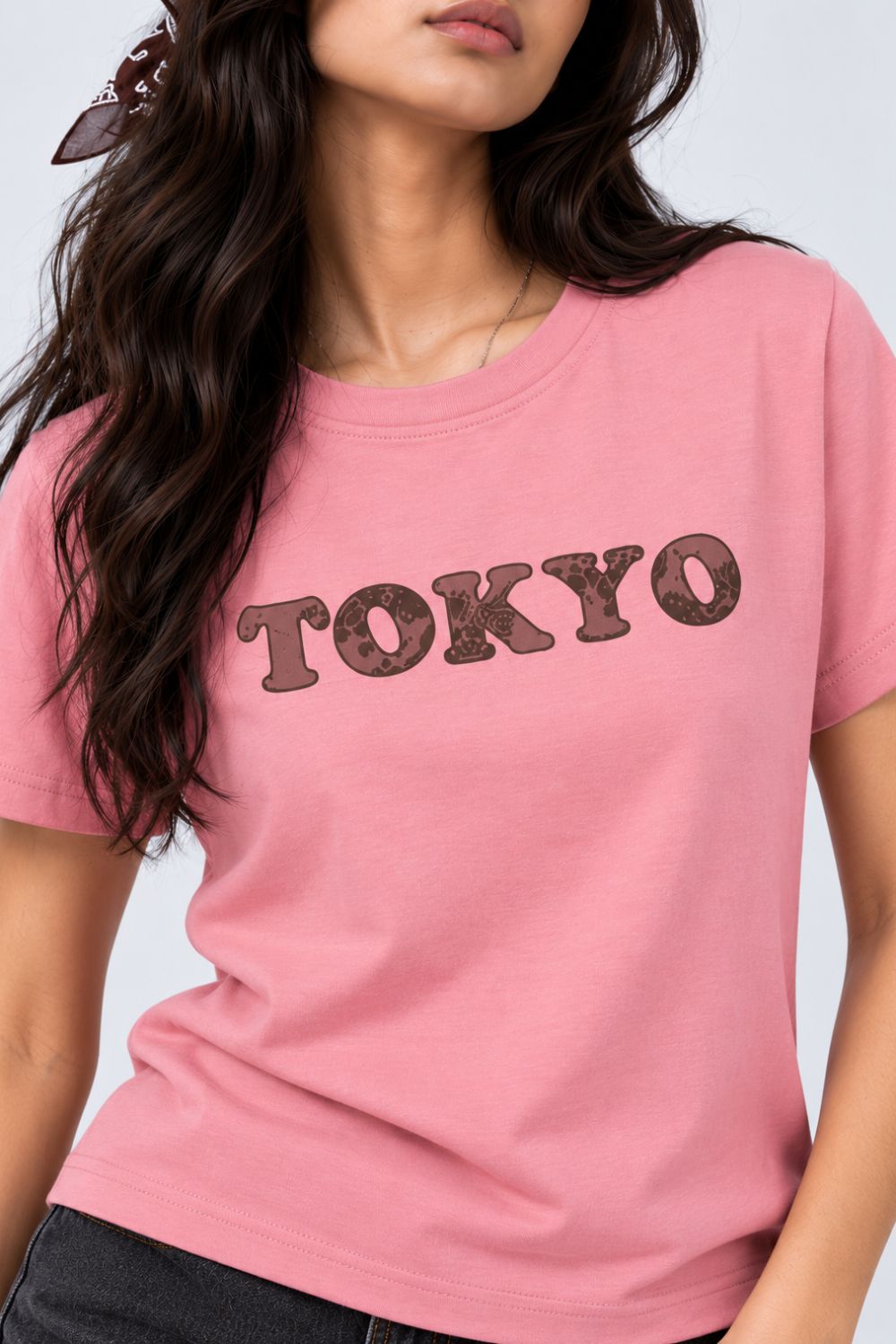 Womens Pink Tokyo Slogan Print Cotton T-Shirt - Image 9
