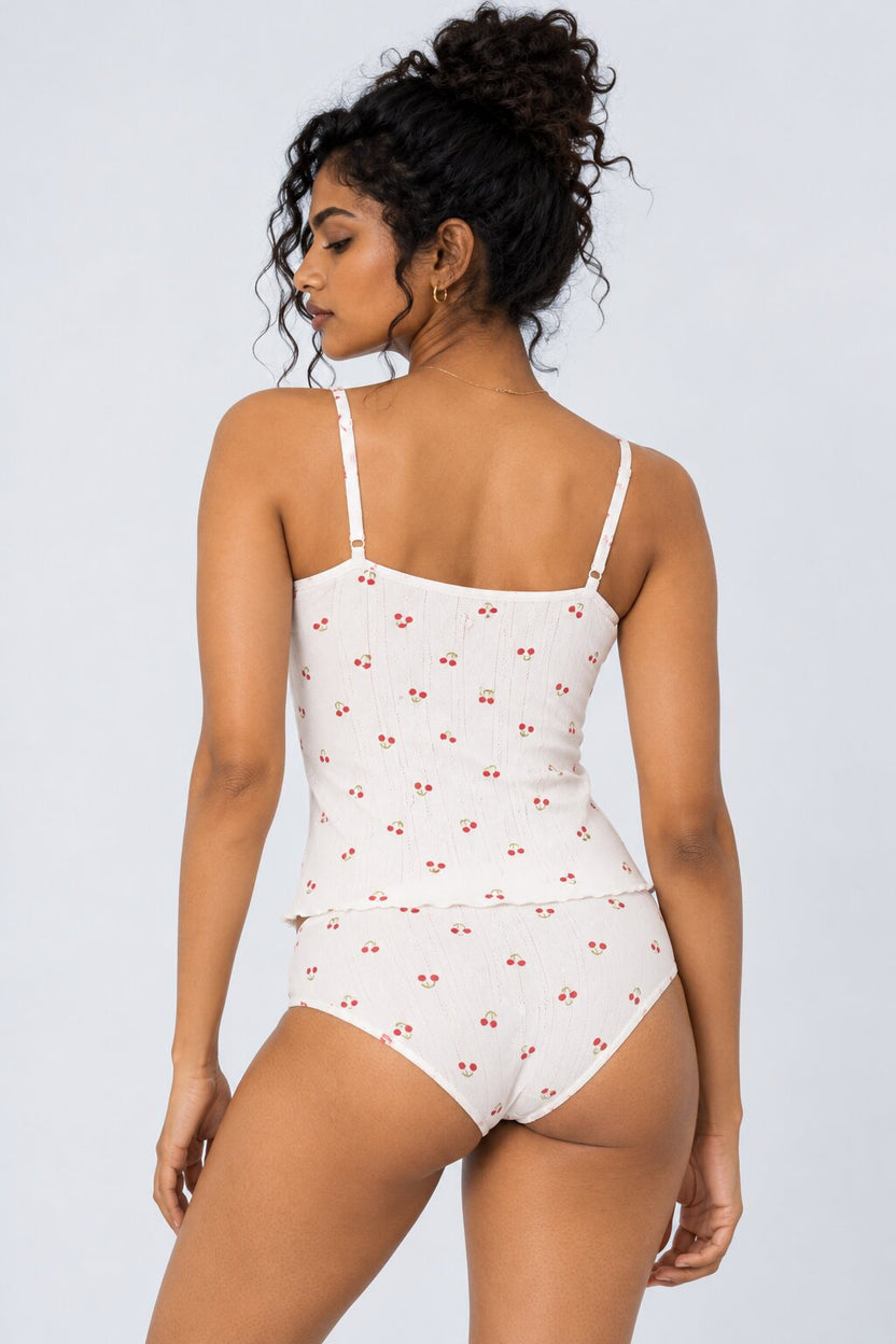 Womens White Cherry Print Camisole - Image 5