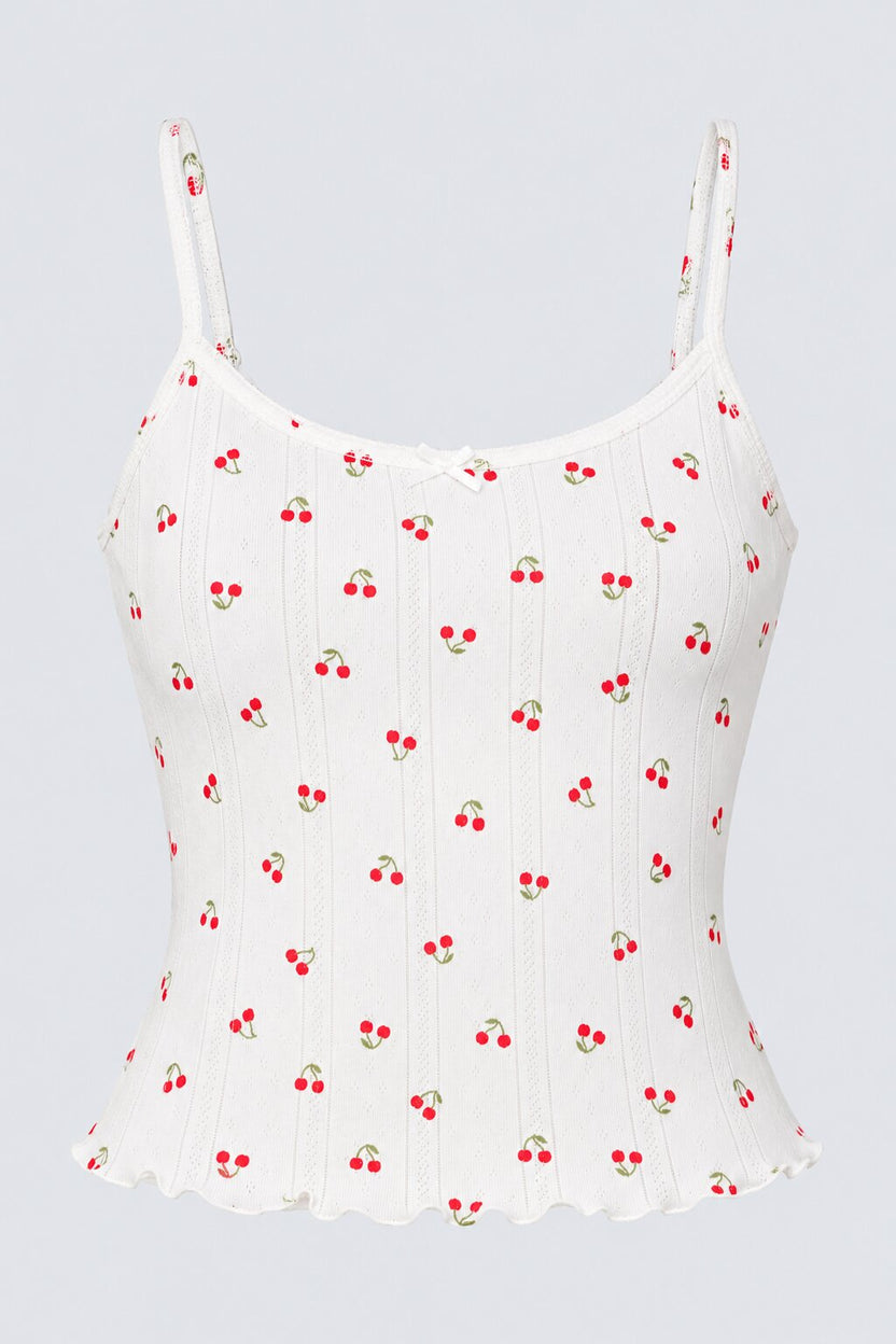 Womens White Cherry Print Camisole - Image 7