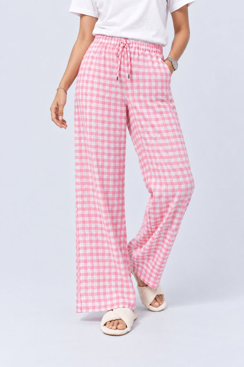 Pink Wide Leg Fit Pyjama With 2 Pocket - Image 1