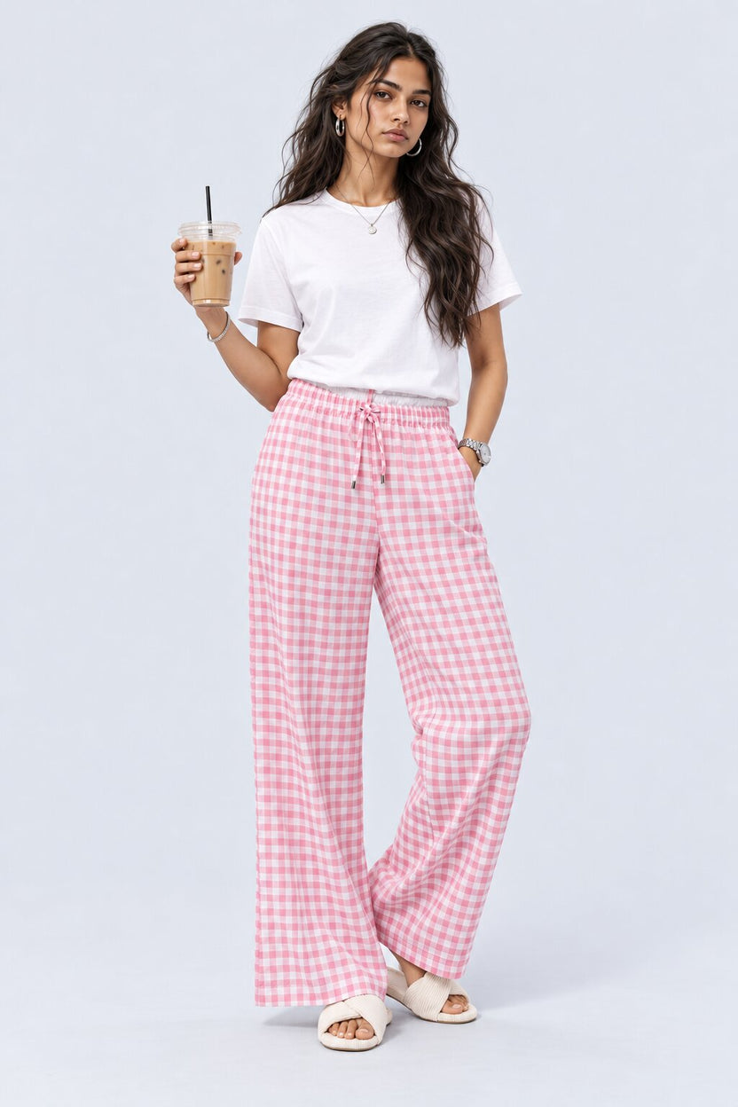 Pink Wide Leg Fit Pyjama With 2 Pocket - Image 5