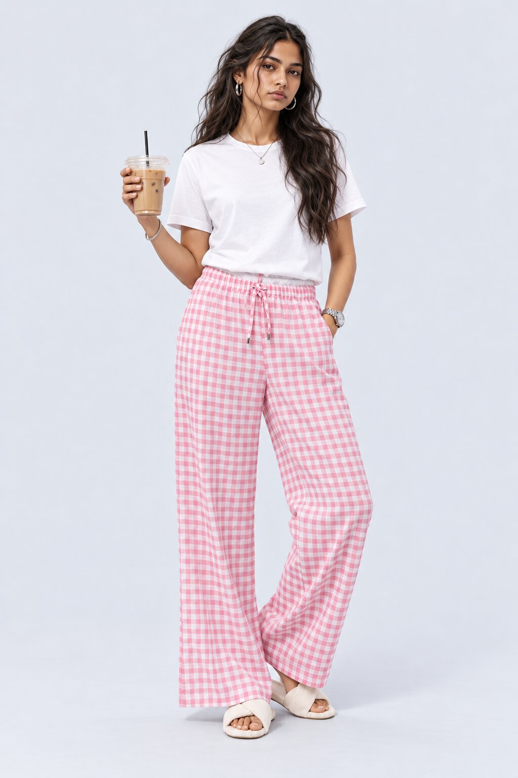 Pink Wide Leg Fit Pyjama With 2 Pocket - Image 5