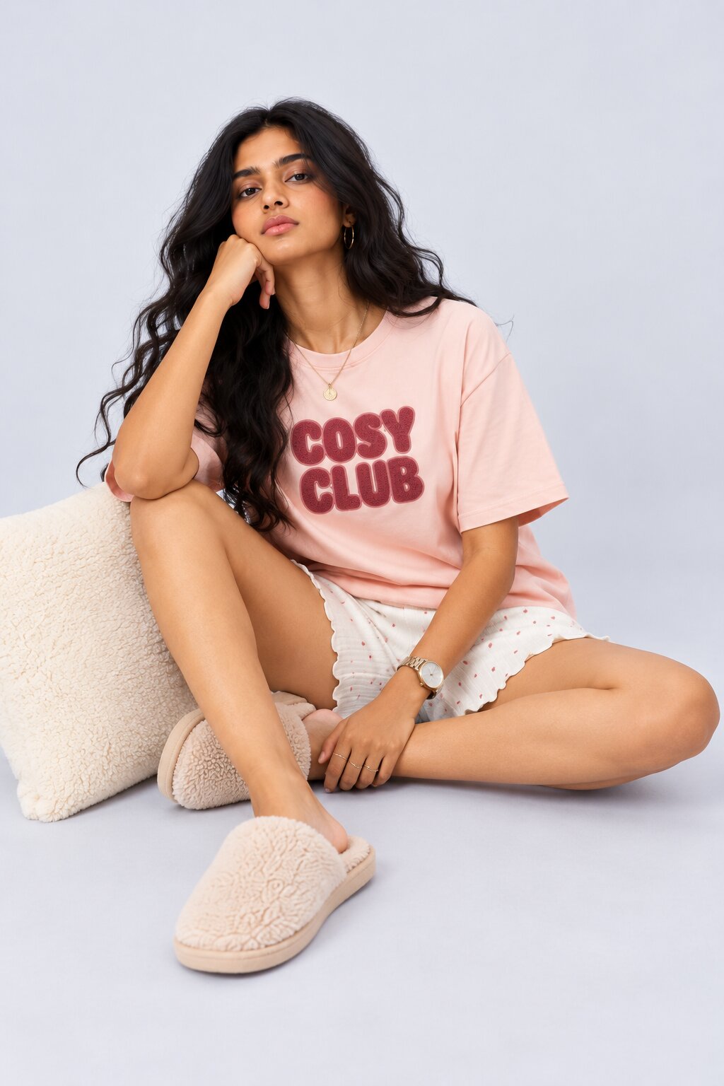 Pink Patterned Relaxed Fit Nightwear Set - Image 6