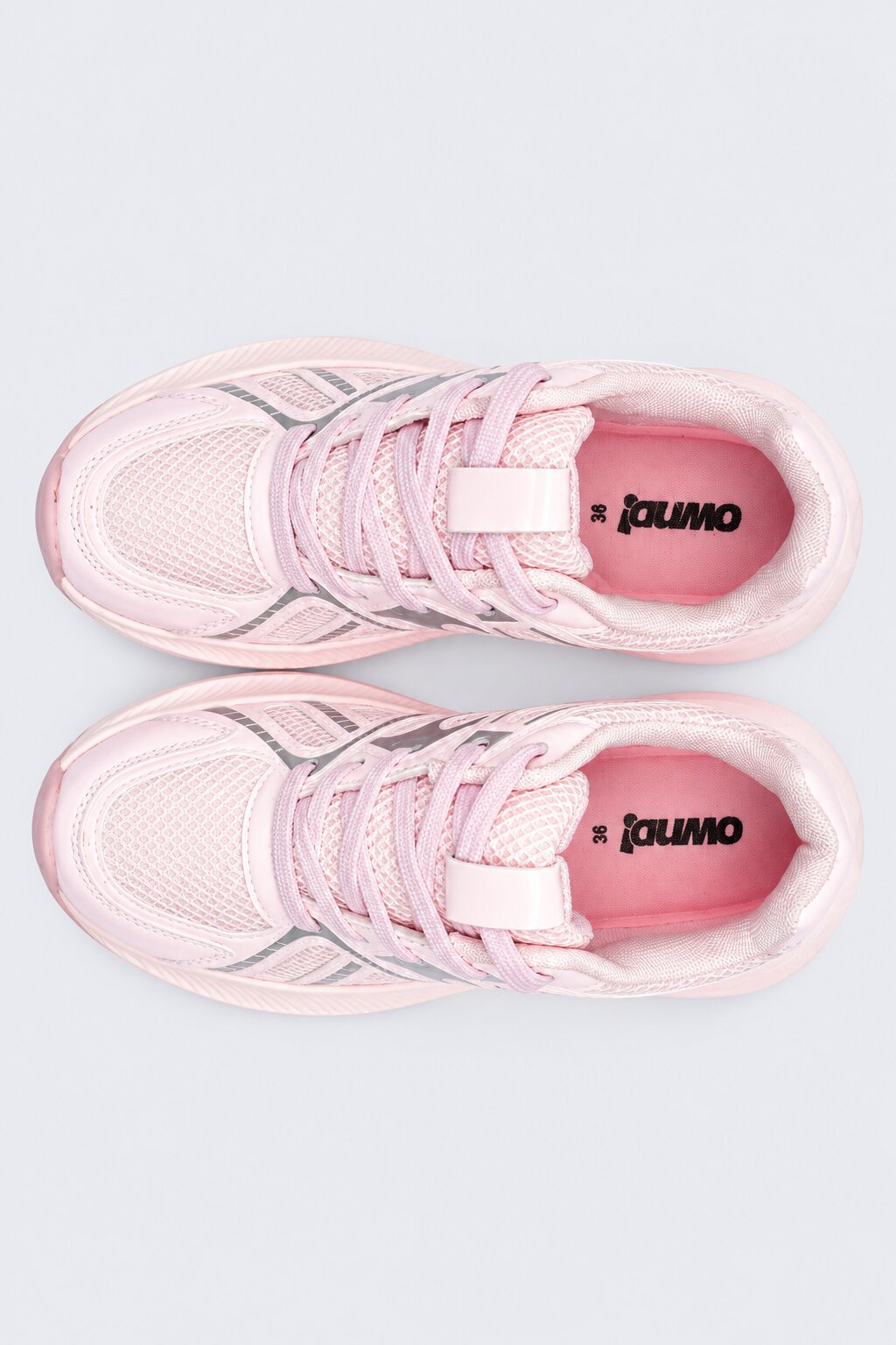 Womens Pastel Pink Mesh Lace-Up Sneaker - Image 4