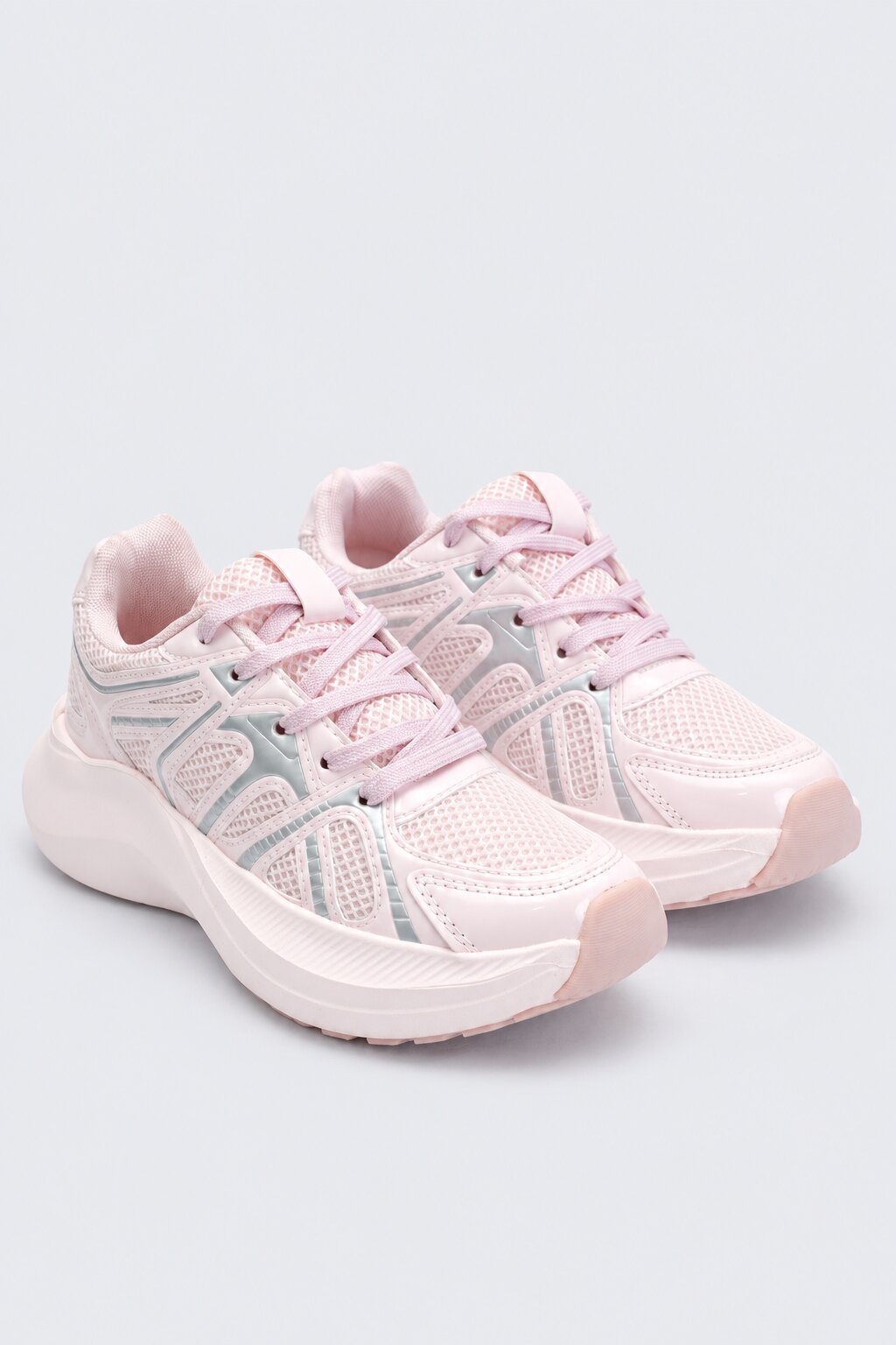 Womens Pastel Pink Mesh Lace-Up Sneaker - Image 5