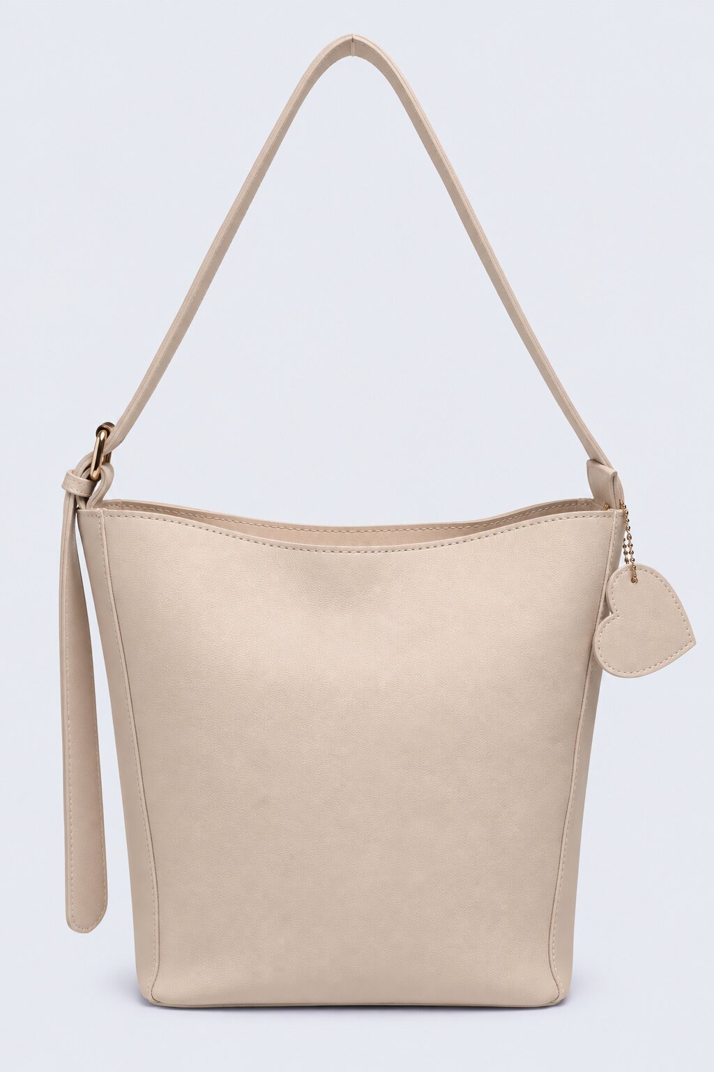 Womens Minimalist Beige PU Tote Bag - Image 2