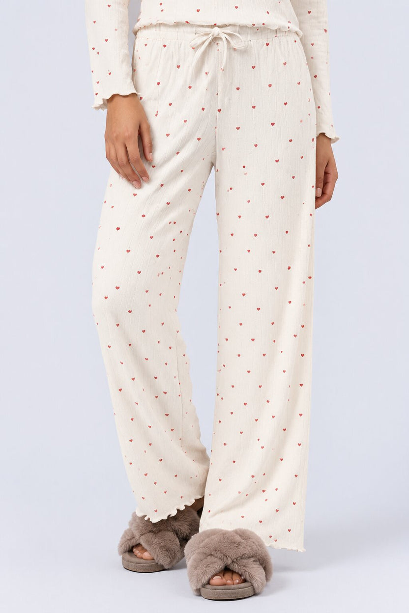 Womens White Heart Relaxed Fit Nightwear Set - Image 4