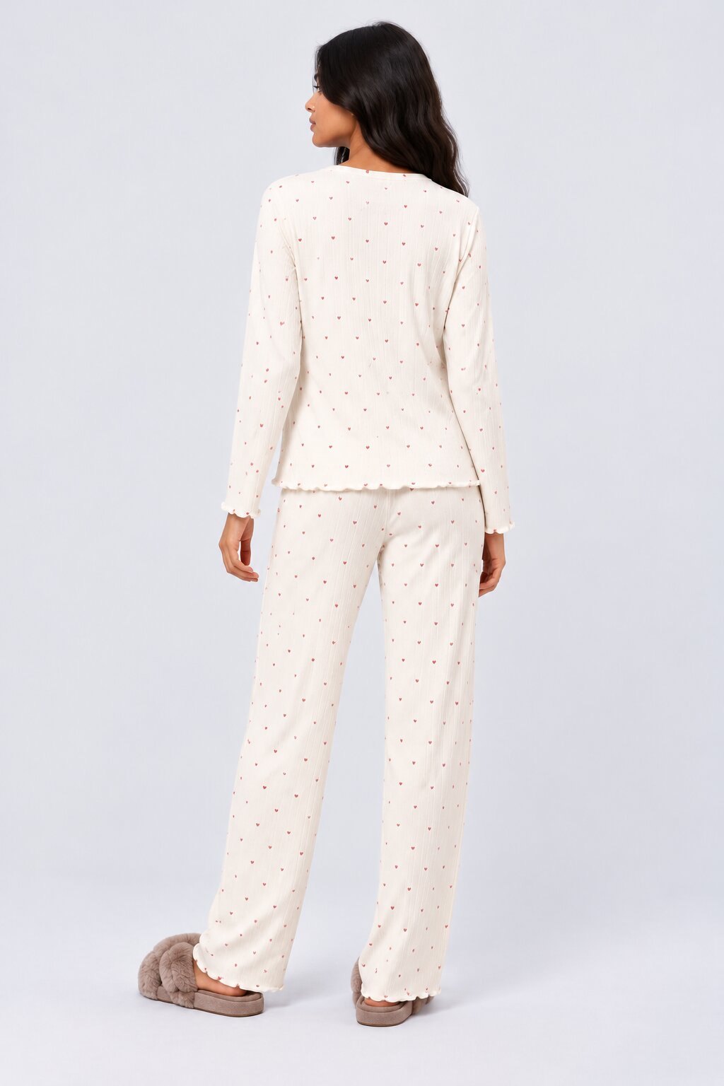 Womens White Heart Relaxed Fit Nightwear Set - Image 5