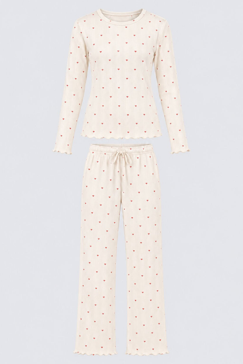 Womens White Heart Relaxed Fit Nightwear Set - Image 7