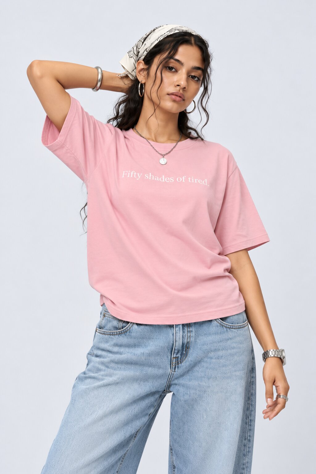 Womens Pink Patterned Relaxed Fit T Shirt - Image 2