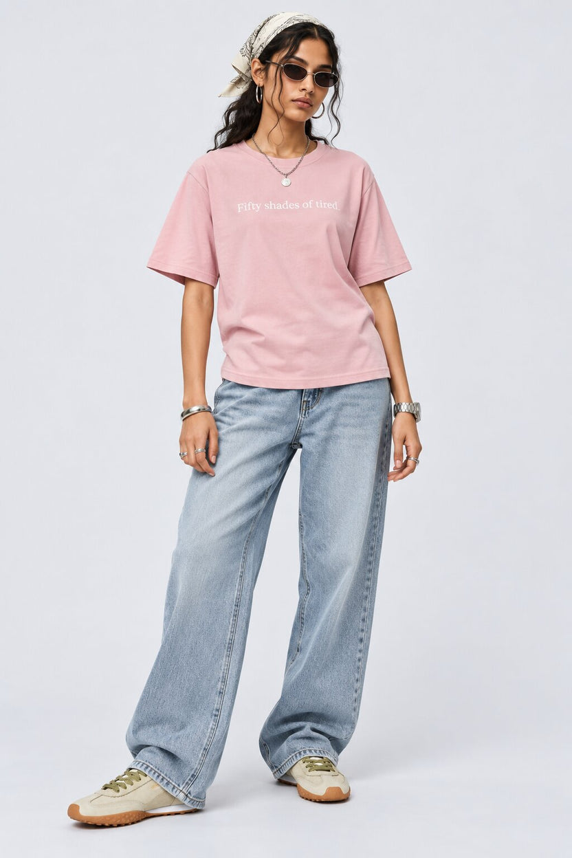 Womens Pink Patterned Relaxed Fit T Shirt - Image 6