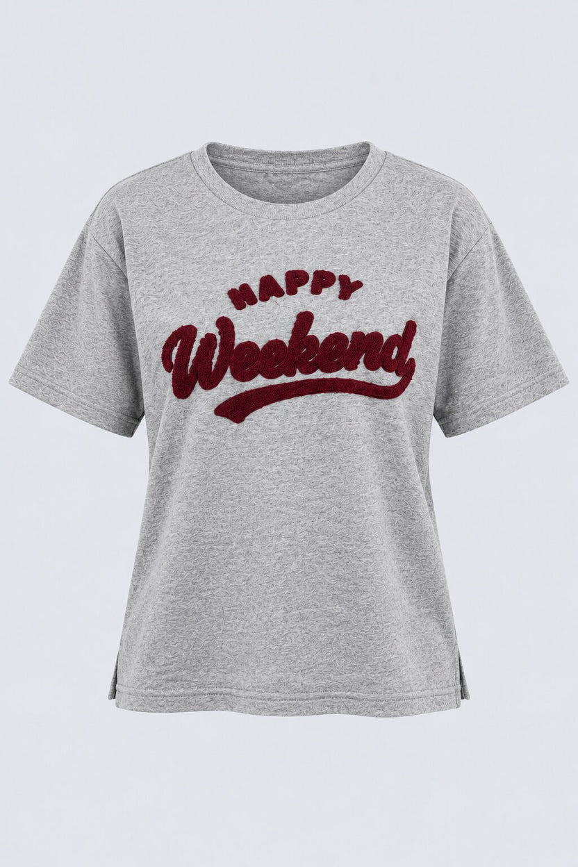 Womens Grey Placement Printed Regular Fit T Shirt - Image 6