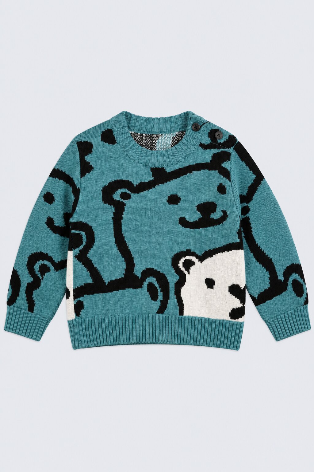 Infant Boys Teal Knitted Regular Fit Sweater - Image 2
