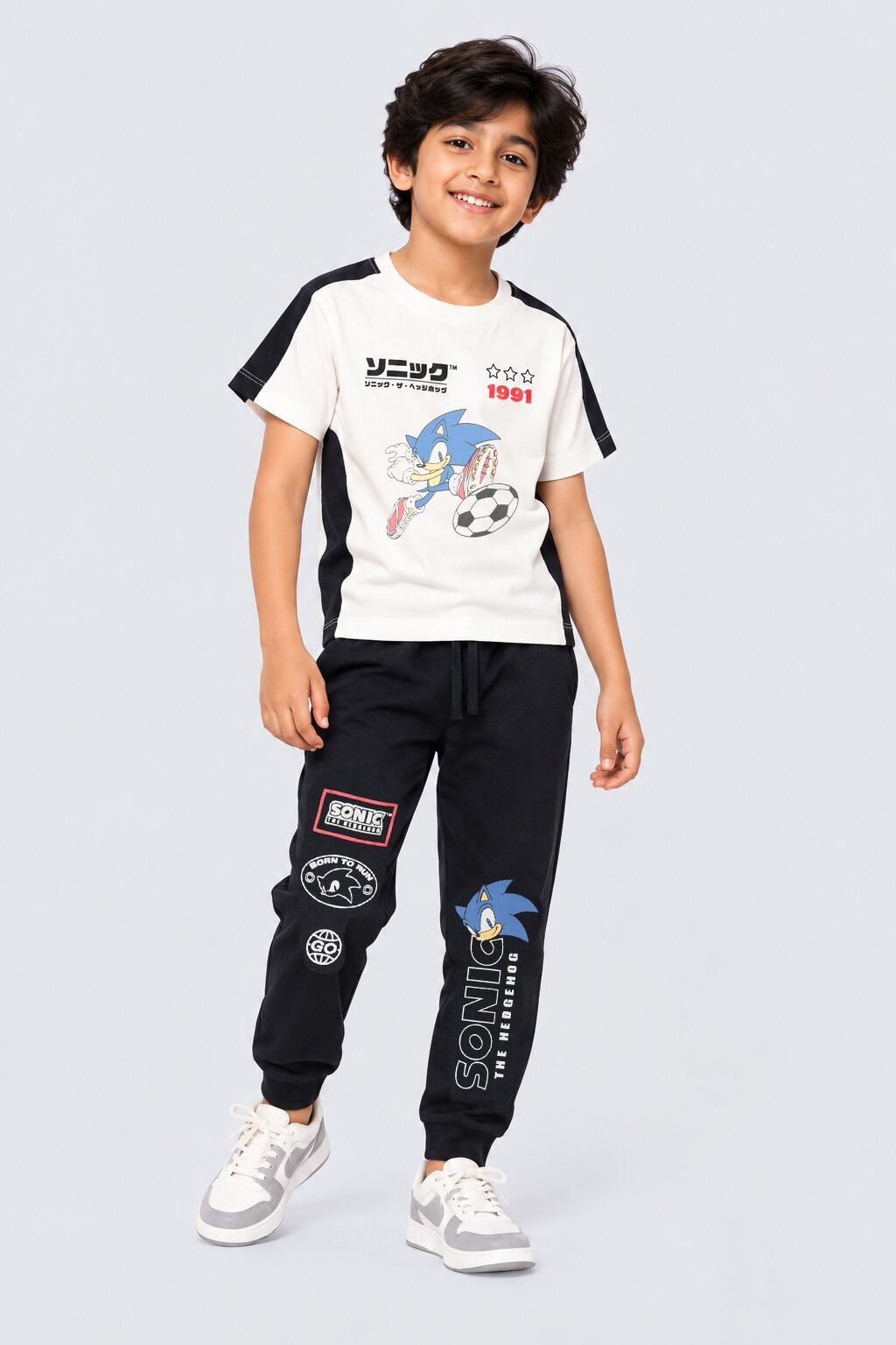 Boys Black Cotton Regular Fit Co-Ord Set - Image 1