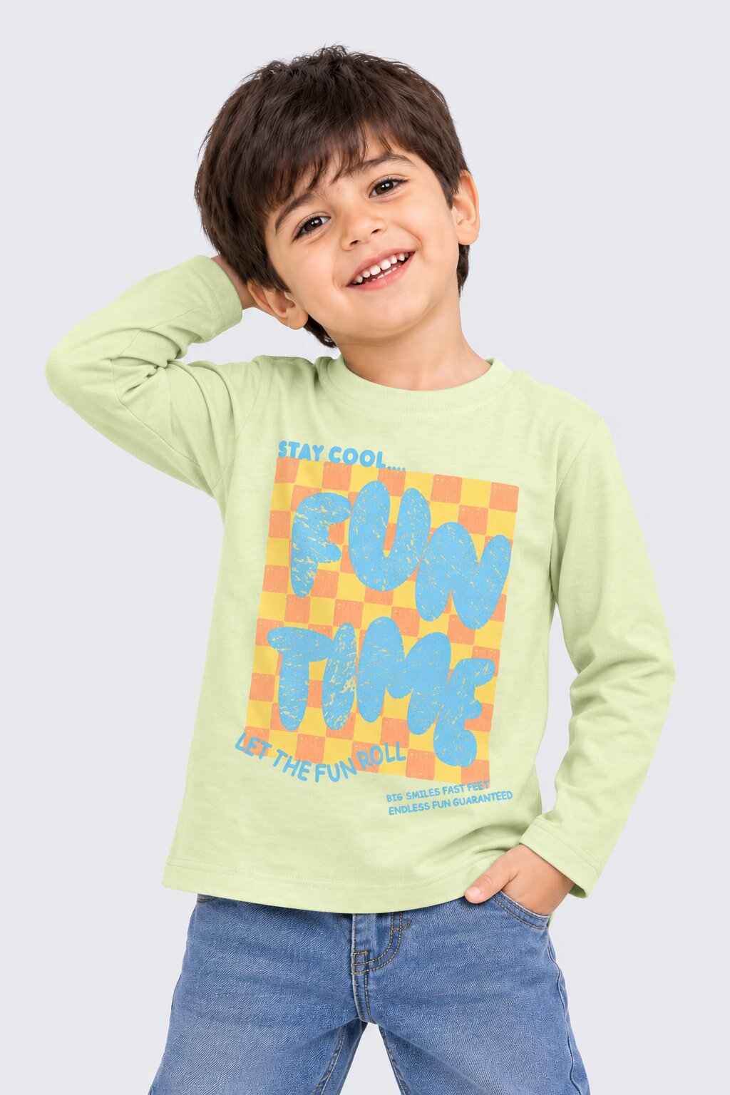 Boys Green Cotton Regular Fit T-Shirt - Image 1