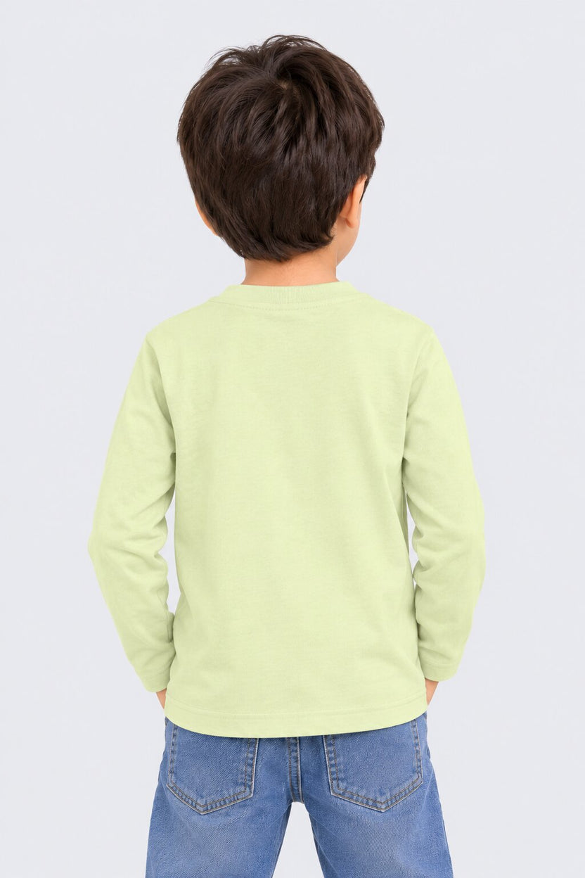 Boys Green Cotton Regular Fit T-Shirt - Image 3