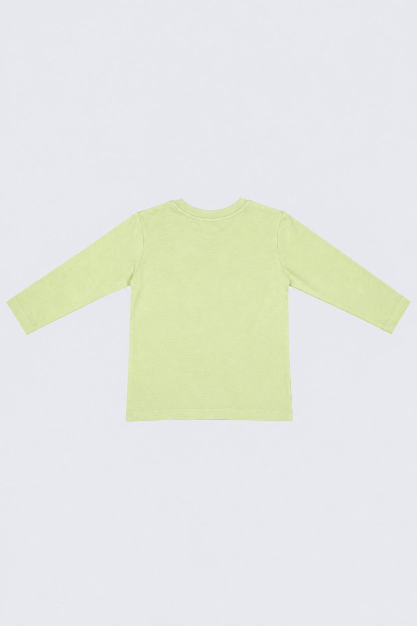 Boys Green Cotton Regular Fit T-Shirt - Image 4