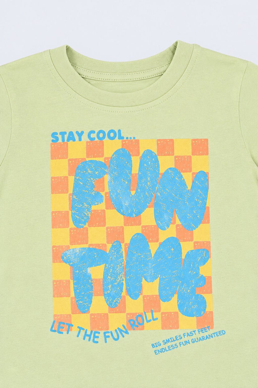 Boys Green Cotton Regular Fit T-Shirt - Image 5