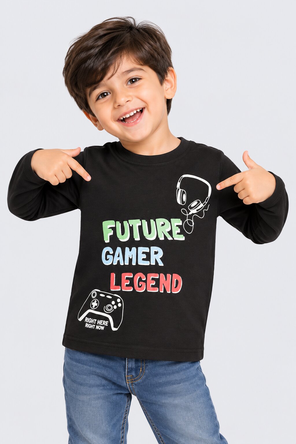 Boys Black Graphic Regular Fit T-Shirt - Image 1