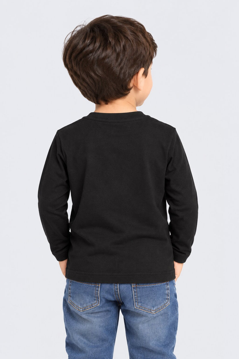 Boys Black Graphic Regular Fit T-Shirt - Image 3