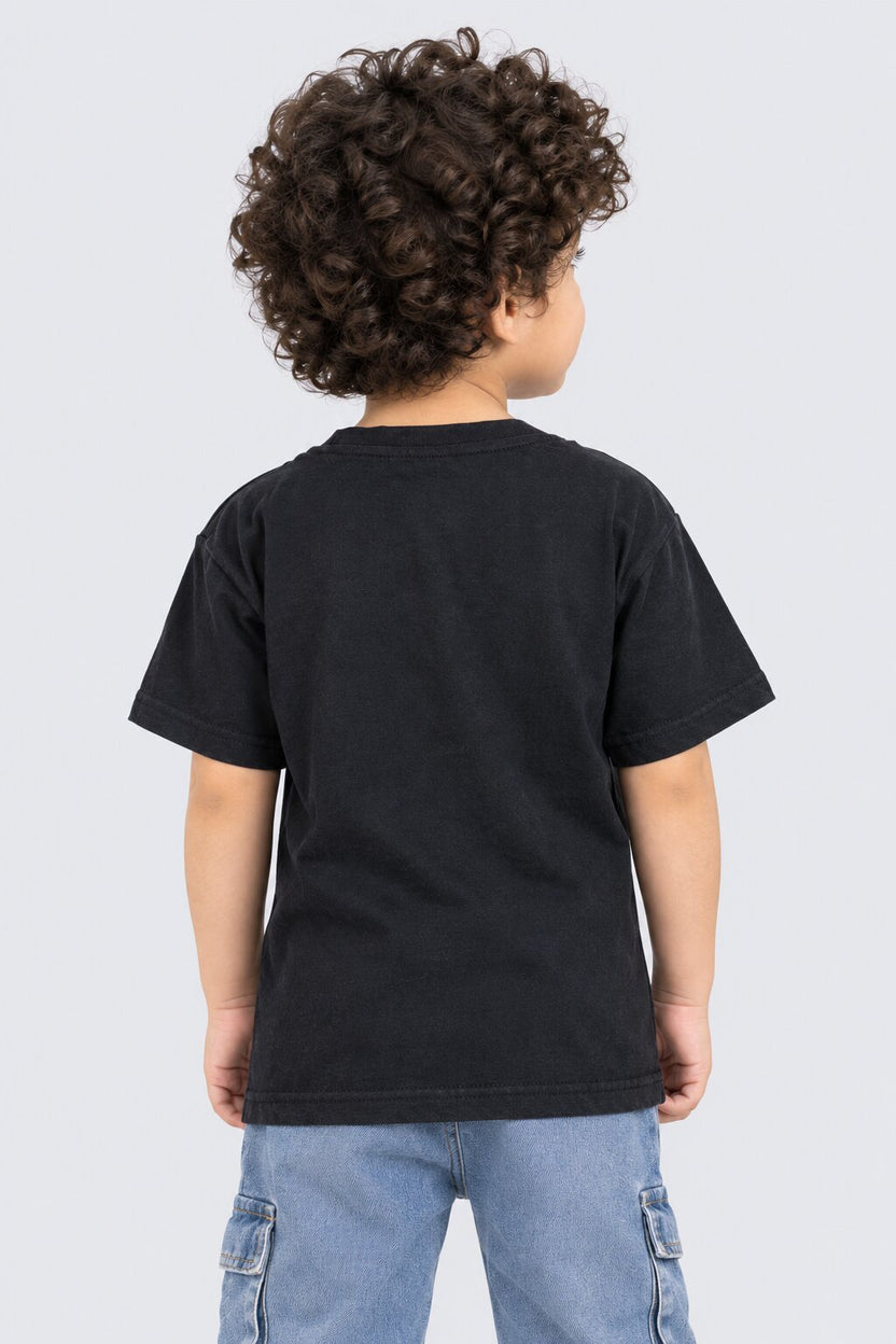 Boys Black Cotton Regular Fit T-Shirt - Image 3