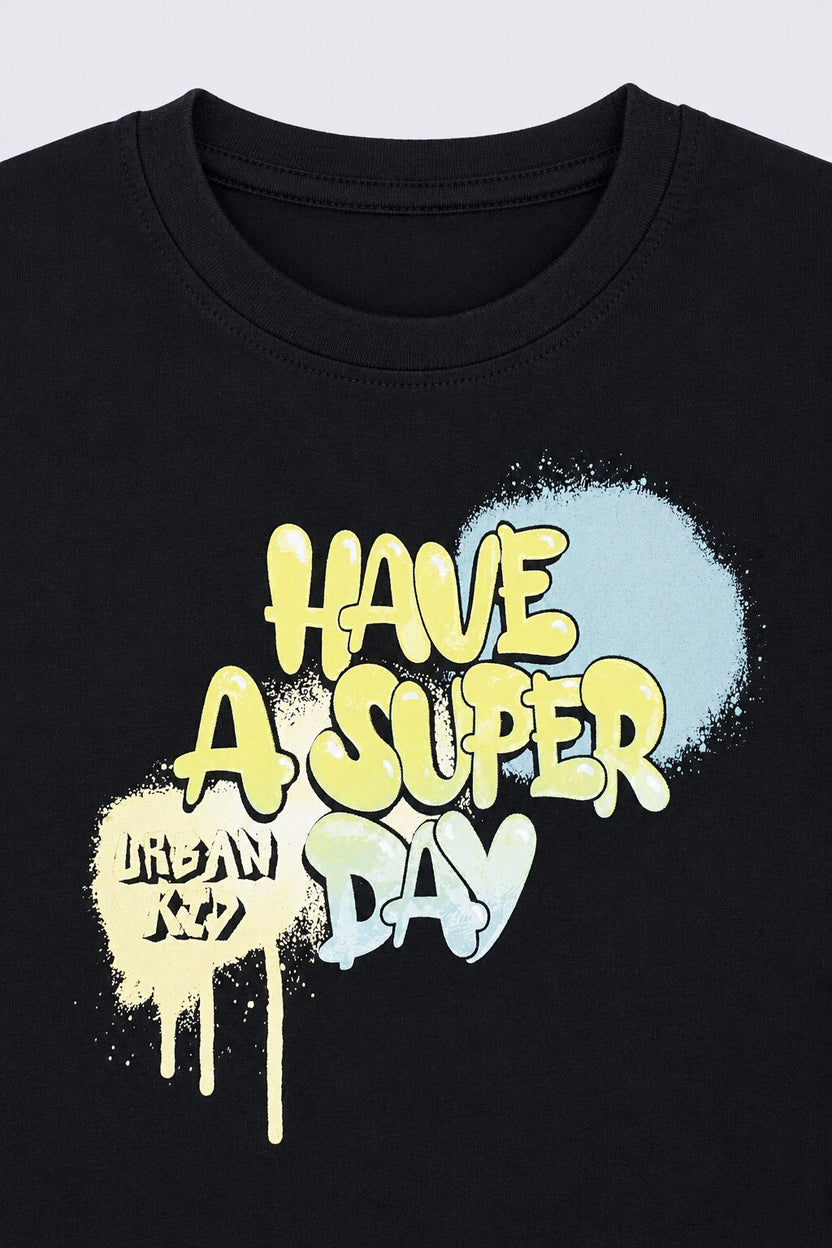 Boys Black Cotton Regular Fit T-Shirt - Image 5