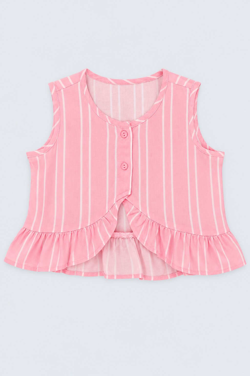 Girls Pink Stripes Regular Fit Co-Ord Set - Image 2