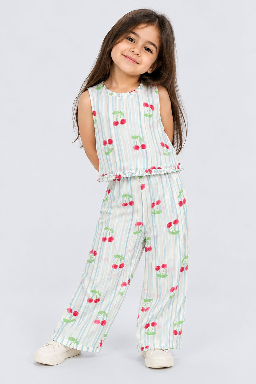 Girls Multi Coloured Ruffle Regular Fit Co-Ord Set - Image 1