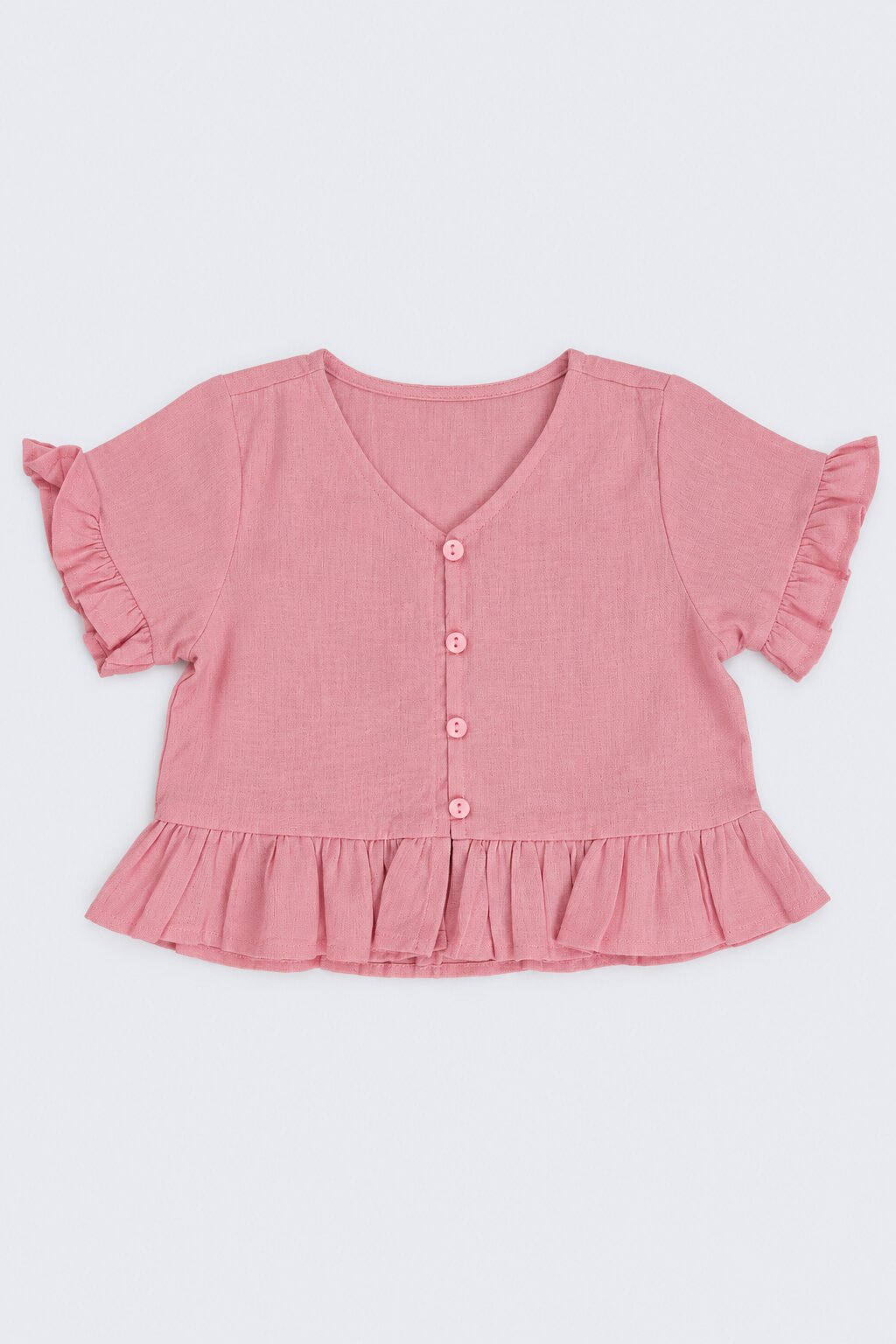 Girls Pink Ruffle Regular Fit Co-Ord Set - Image 2