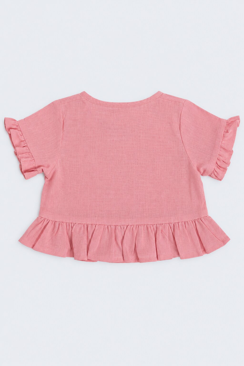 Girls Pink Ruffle Regular Fit Co-Ord Set - Image 4