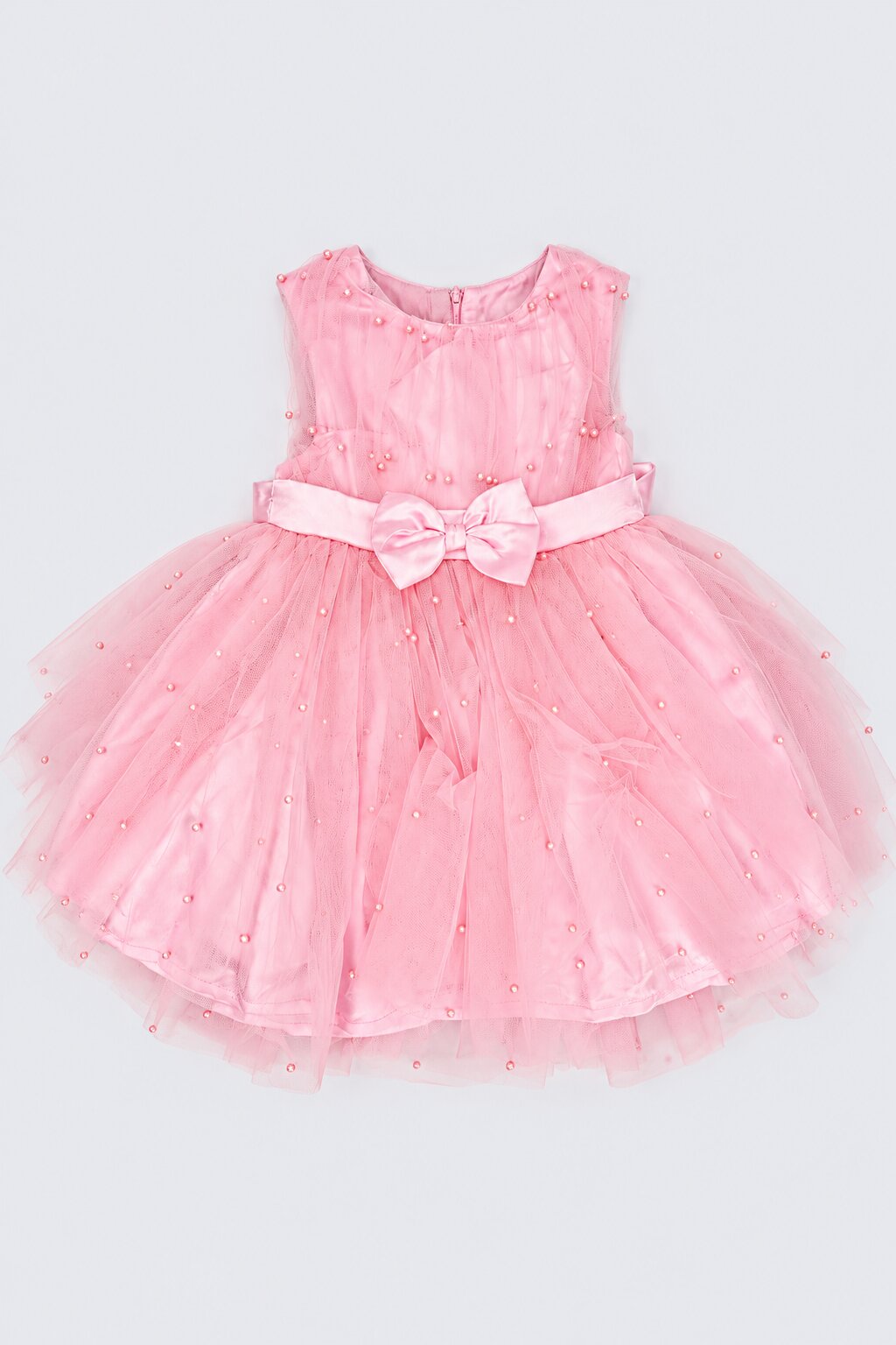 Girls Pink Embellished Flared Dress - Image 2