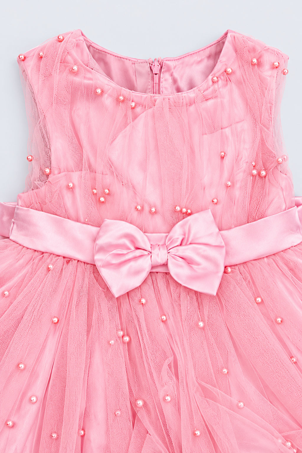 Girls Pink Embellished Flared Dress - Image 5