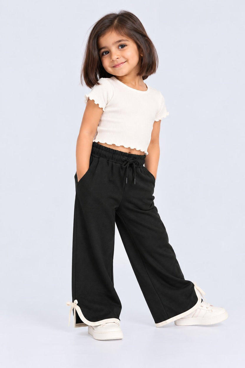 Girls Black Flared Culotte With 2 Pocket - Image 1