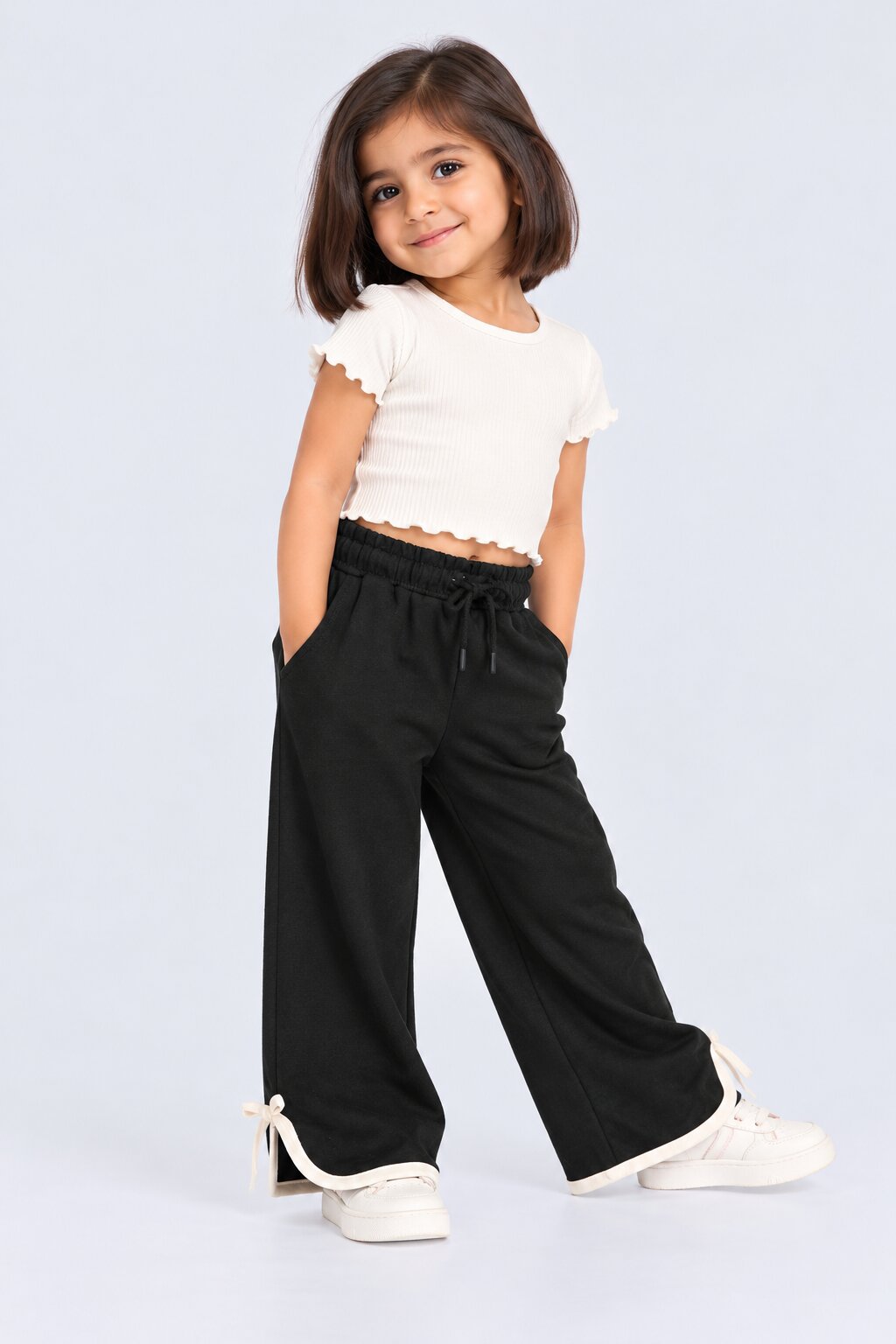 Girls Black Flared Culotte With 2 Pocket - Image 1