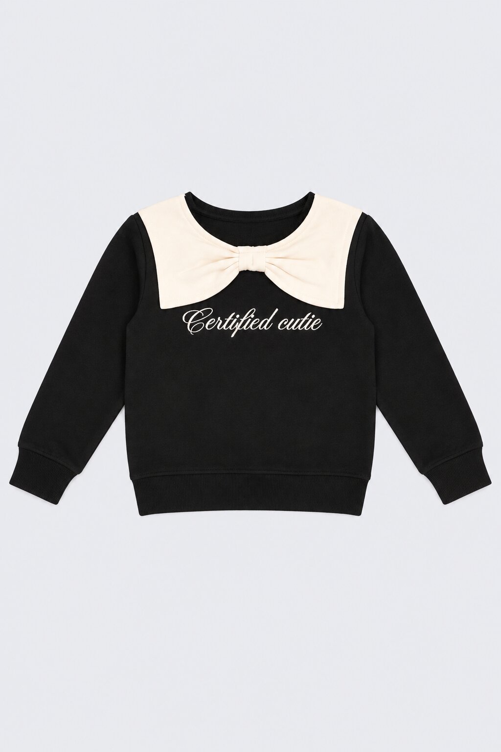 Girls Black Bow Print Relaxed Fit Sweatshirt - Image 2