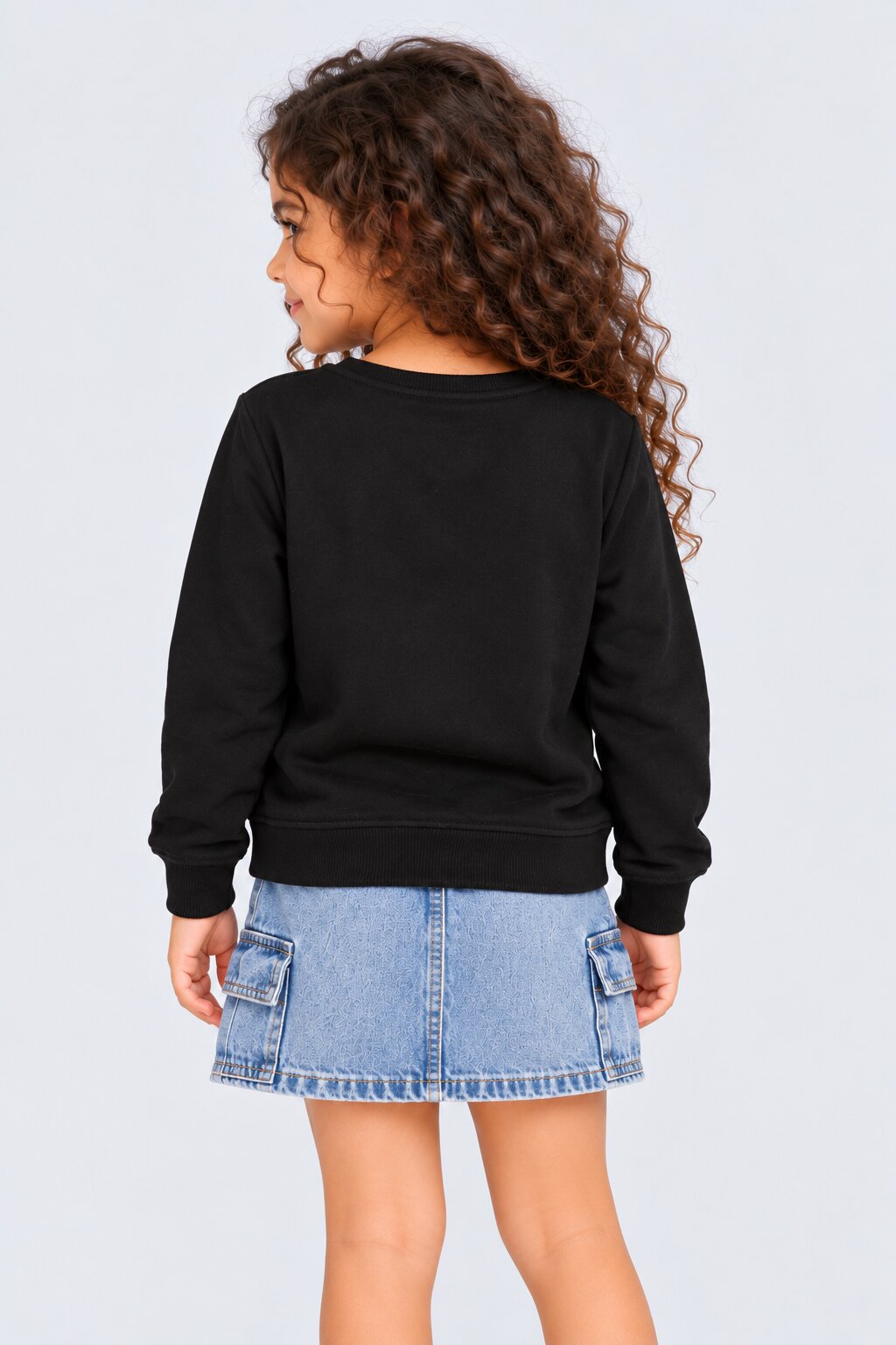 Girls Black Bow Print Relaxed Fit Sweatshirt - Image 3
