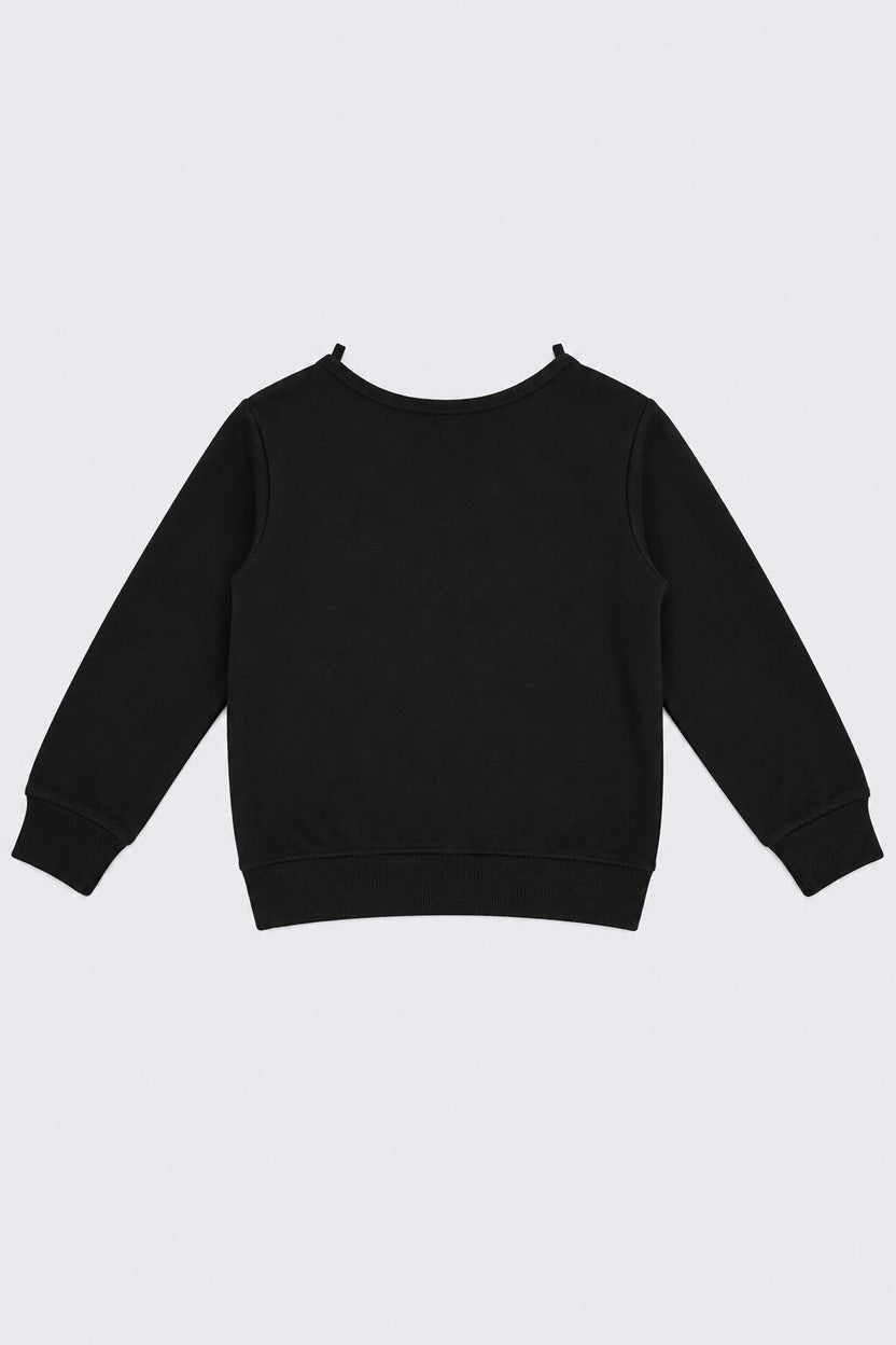 Girls Black Bow Print Relaxed Fit Sweatshirt - Image 4