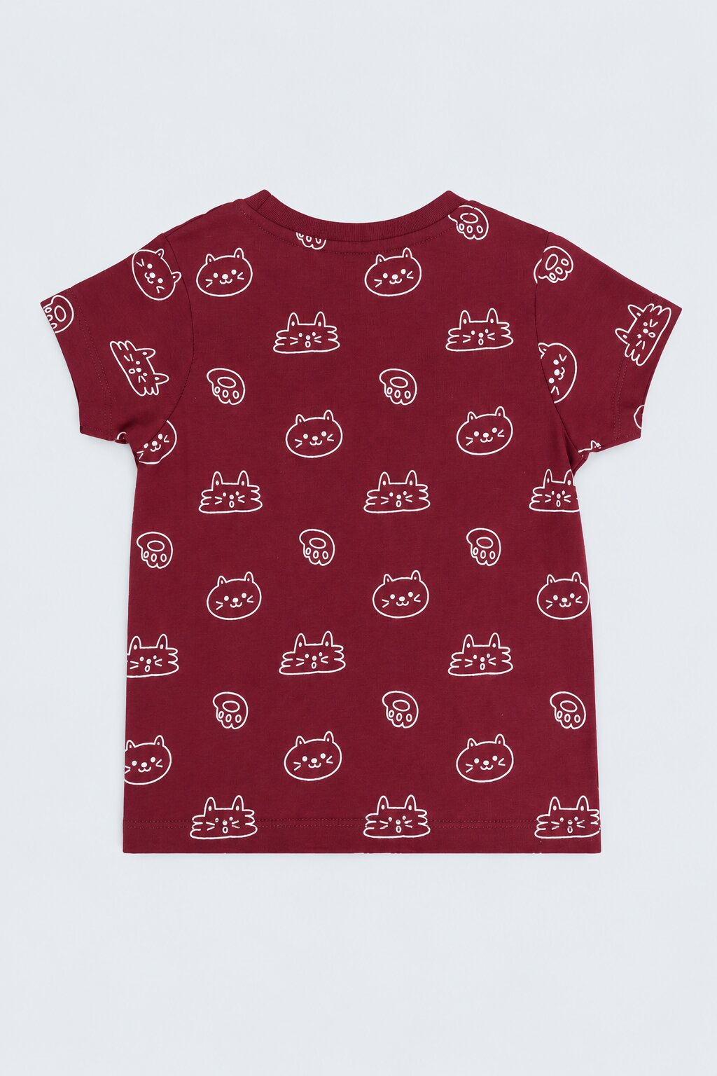 Girls Maroon Cat Graphic Regular Fit T-Shirt - Image 4