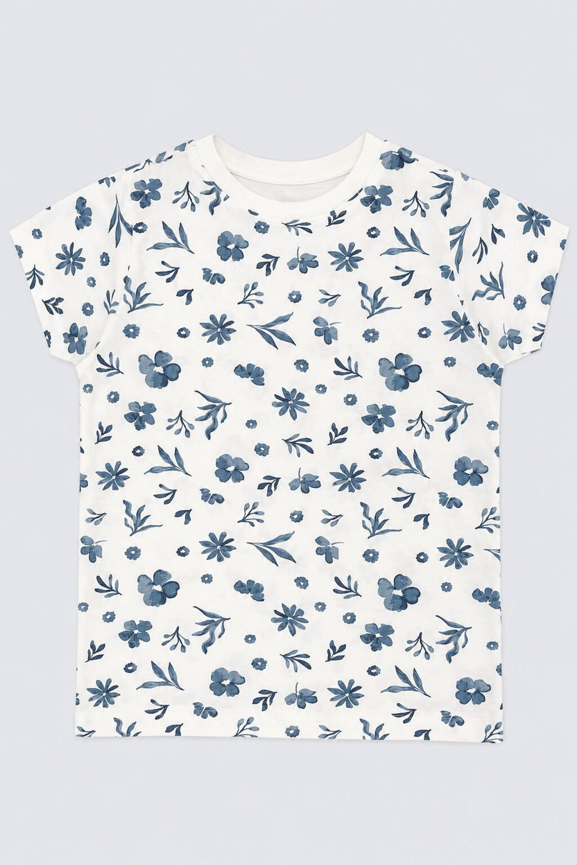 Girls Off White Floral Regular Fit T-Shirt - Image 2