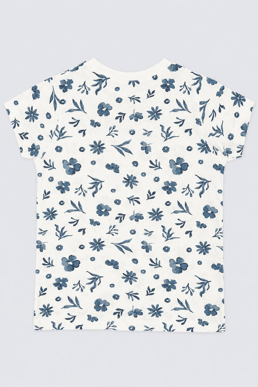Girls Off White Floral Regular Fit T-Shirt - Image 4