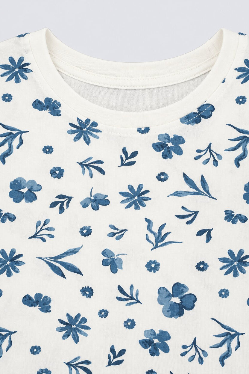 Girls Off White Floral Regular Fit T-Shirt - Image 6