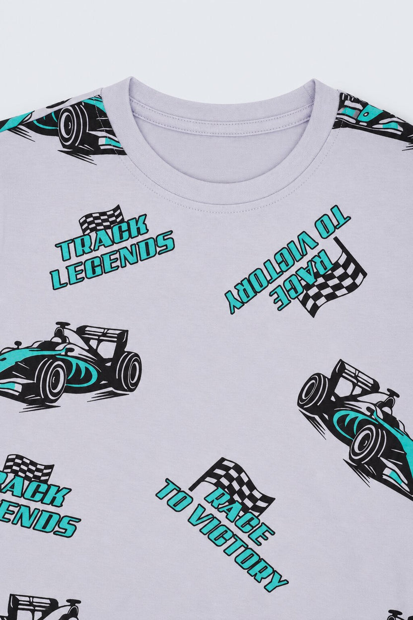 Tweens Boys Lilac Conversational Regular Fit T-Shirt - Image 5